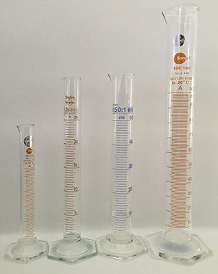 science laboratory measuring cylinders