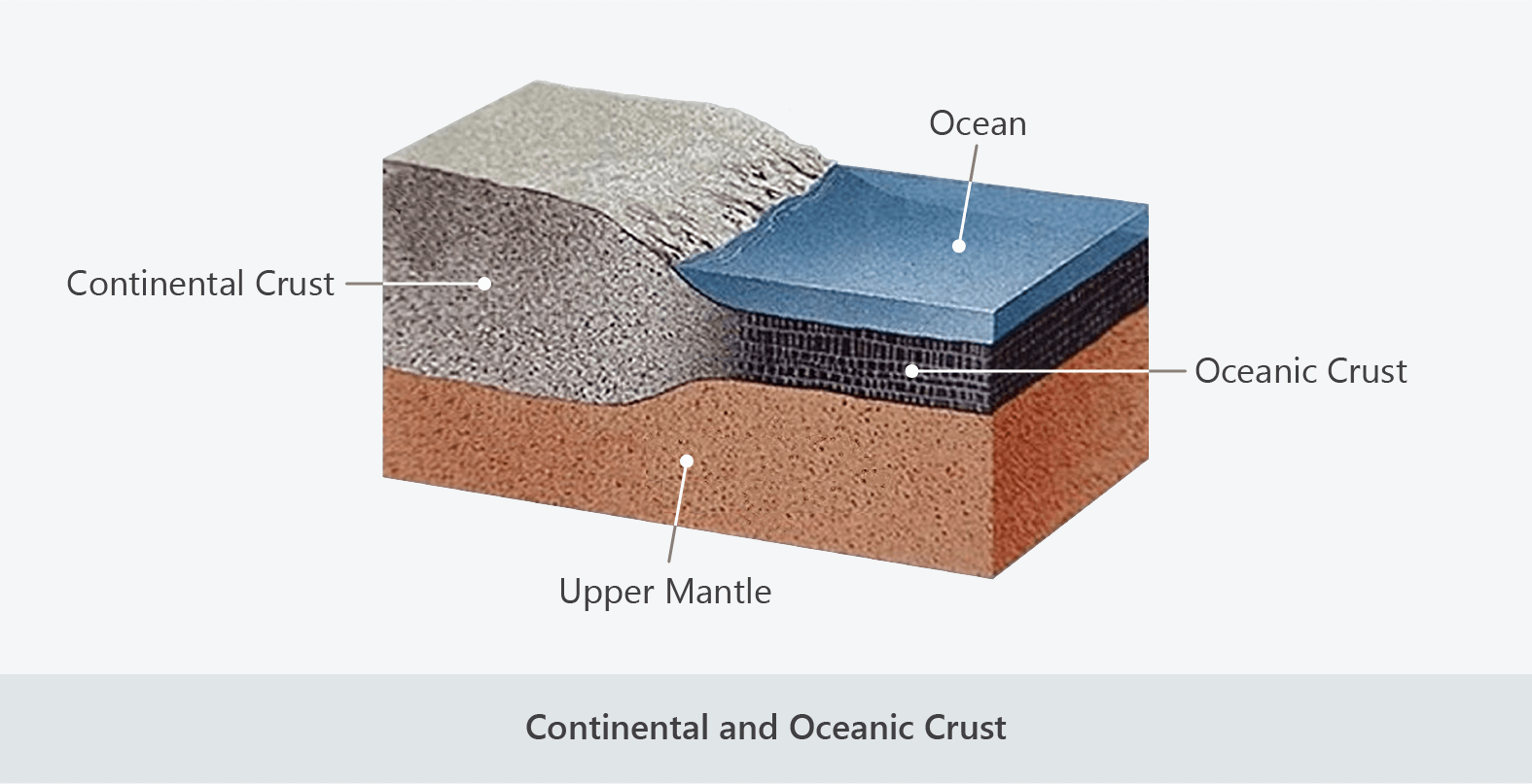 continental and oceanic crust