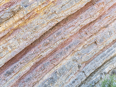 uplifted rock strata