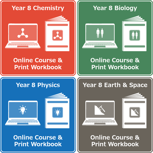year 8 science online courses print workbooks product icon