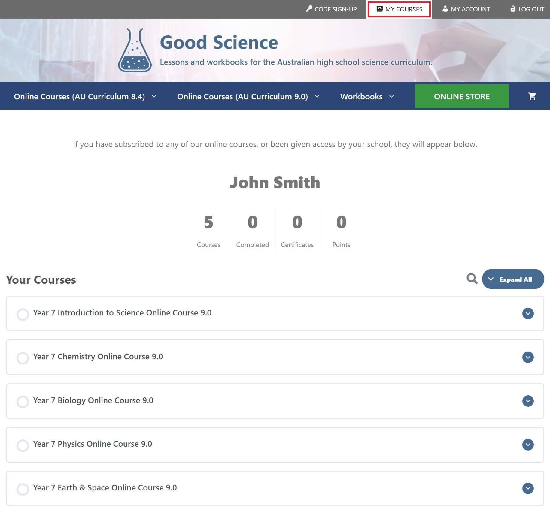 user instructions students screenshot 1