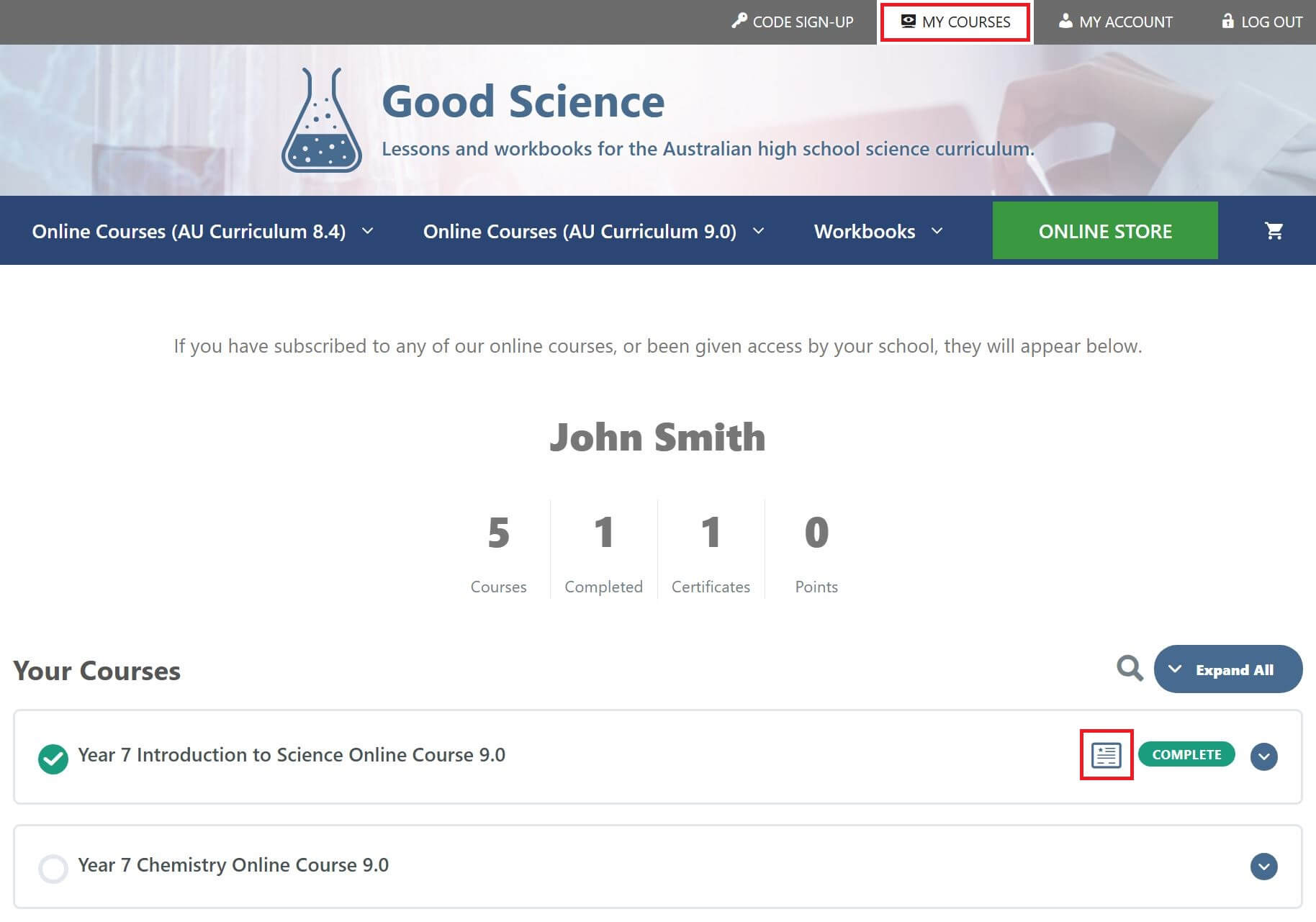 user instructions students screenshot 3