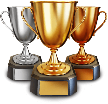 gold silver bronze trophy